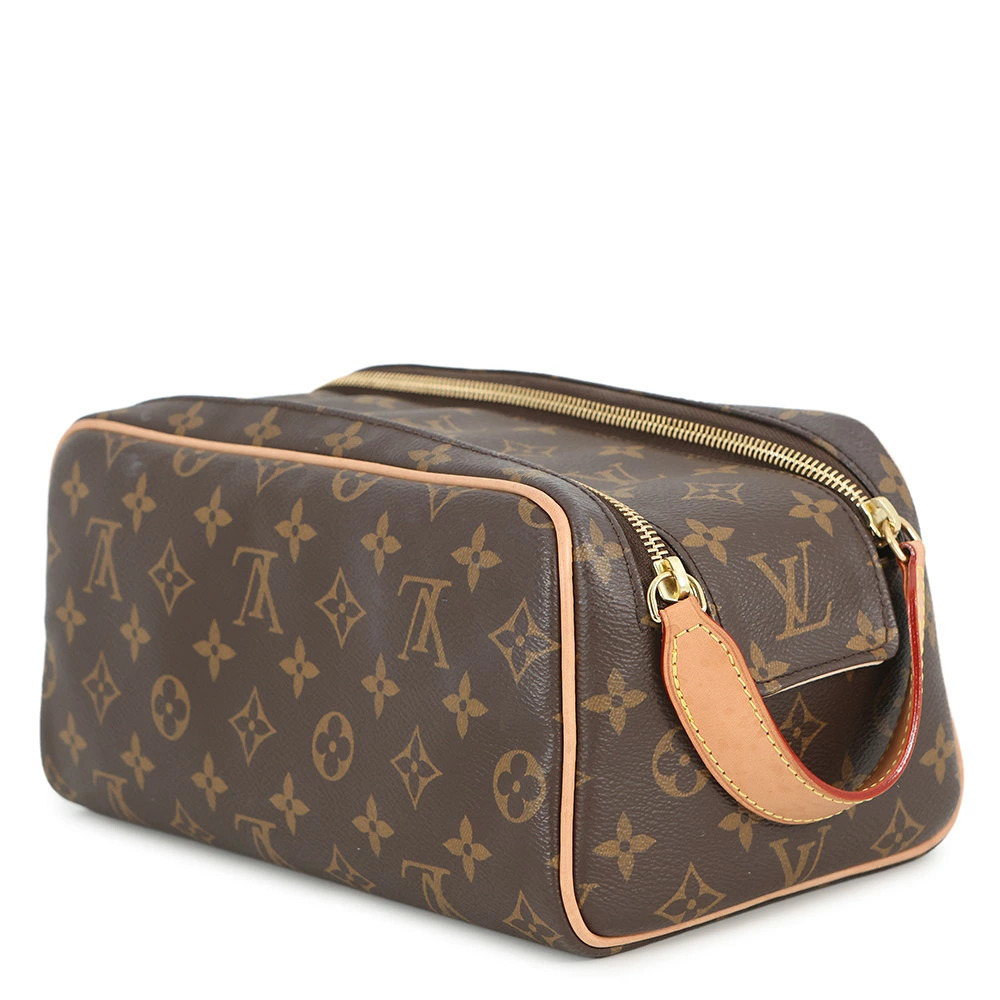 Louis Vuitton Shoulder Dopp Clutch Monogram Bag Handbag Pouch Clutch Brown